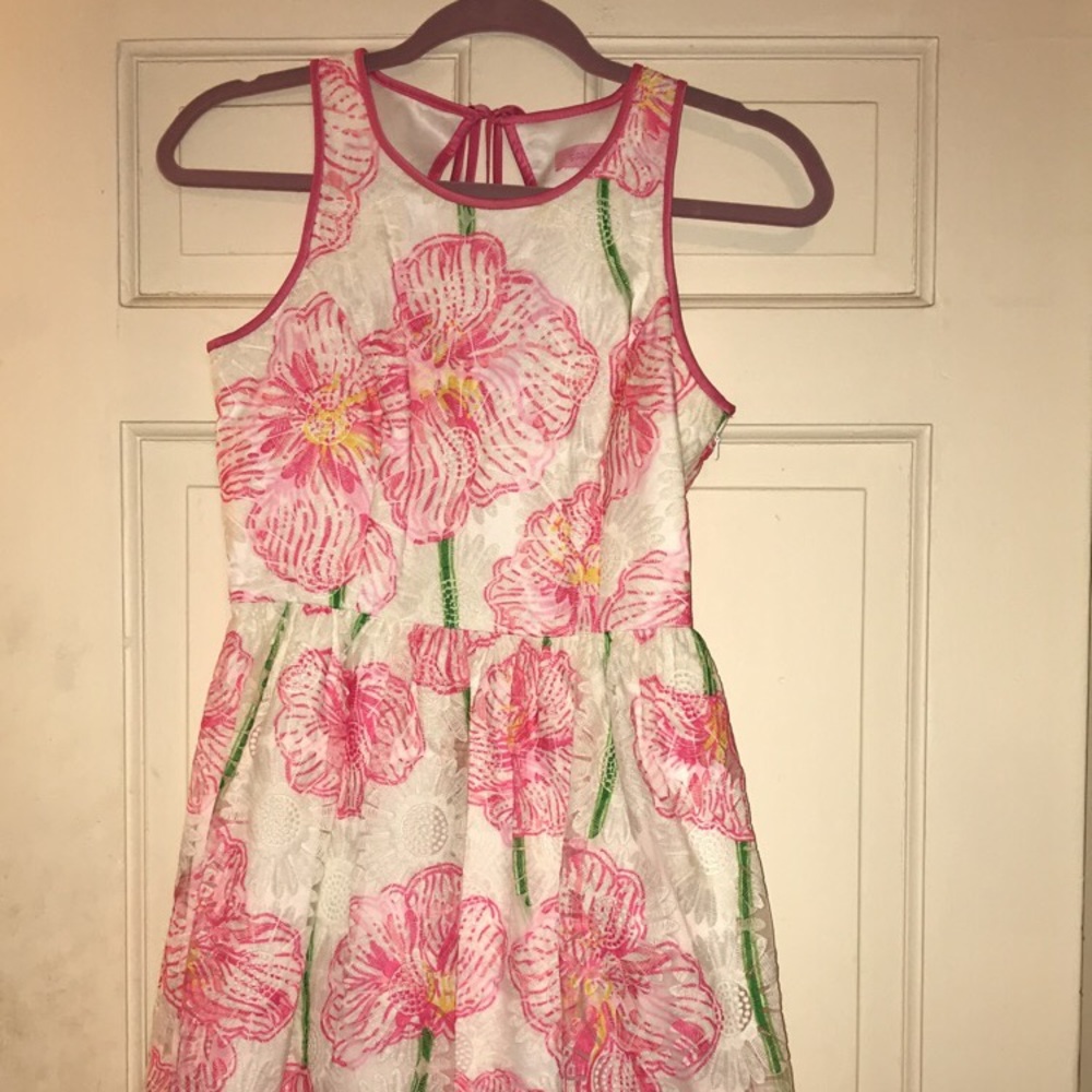 Lily Pulitzer white dress with pink flowers